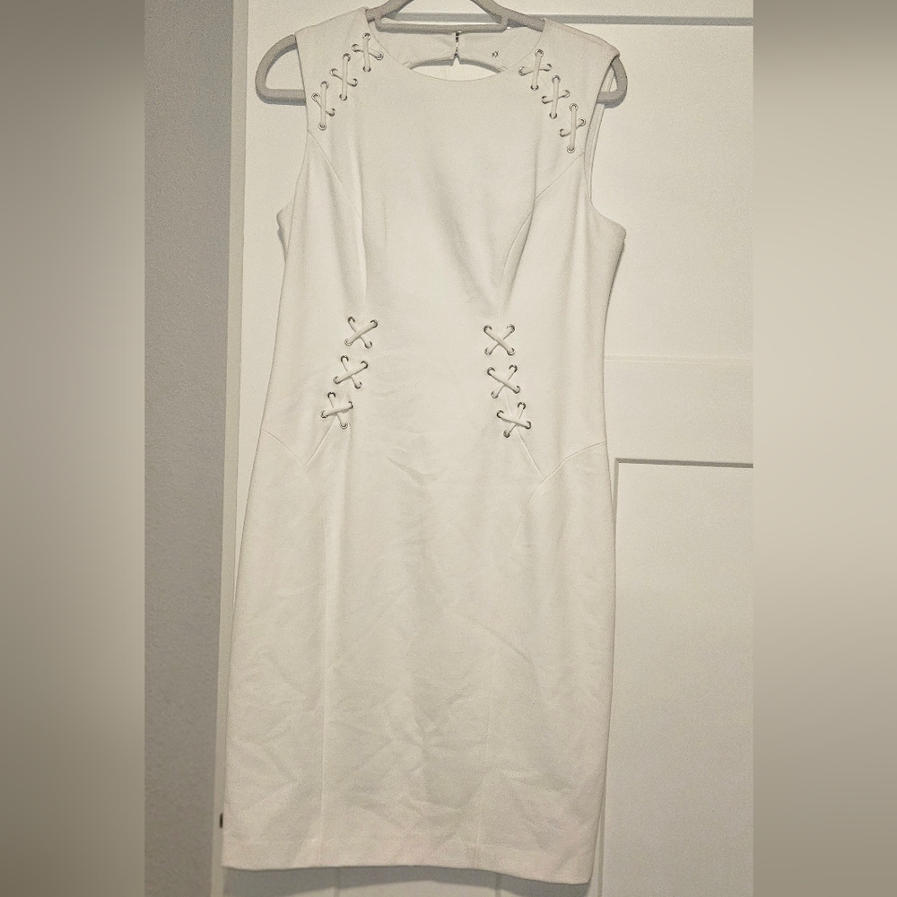 Cache White Lace-Up Maxi Dress